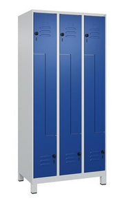 Garderobenschrank Classic PLUS Füße 900mm lichtgrau/enzianblau 6 Abt. C+P