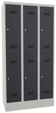 Garderobenschrank H1850xB900xT500 lichtgrau/anthrazitgrau 6 Abt. PAVOY