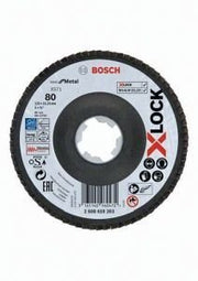 Fächerschleifscheibe X-LOCK BfM X571 D.125mm Körnung 80 abgew. m.Fibertragplatte