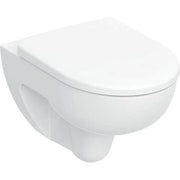 GE Renova Wall-Mounted Toilet, Washdown, Rimfree with Toilet Seat, White