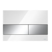TECEsquare Betätigungsplatte Zweimengen, Glas weiß glänzend, Tasten Ch. glänzend