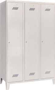 Garderobenschank m.Füßen u.Zyl.H1850xB1200xT500mm lichtgrau/lichtgrau 3Abt.PAVOY