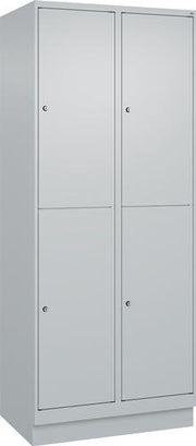 Garderobenschrank m.Sockel H1950xB800xT500mm lichtgrau 2x2 Abteile C+P