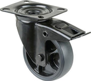 Lenkrolle D.100mm Trgf.110kg mit Feststeller Gummi 104x80mm schwarz BS ROLLEN