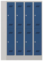 Garderobenschrank H1850xB1200xT500mm lichtgrau/enzianblau 8 Abt. PAVOR