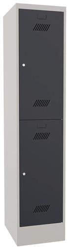 Garderobenschrank H1850xB400xT500 lichtgrau/anthrazitgrau 2 Abt. PAVOY