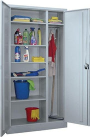 Flügeltürenschrank H1950xB1000xT500mm grau/blau 6 BD Kleiderstange PAVOY