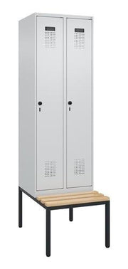 Garderobenschrank Evolo PLUS Gestell 600mm lichtgrau/lichtgrau 2 Abt.C+P