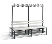 C+P Garderobenbank 2-seitig H1650B1960T750 mm Schwarzgr lichtgr Schuhrost