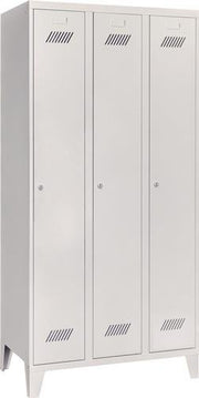 Garderobenschank m.Füßen u.Zyl.H1850xB900xT500mm lichtgrau/lichtgrau 3 Abt.PAVOY