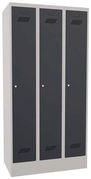 Garderobenschrank m.Zylinder H1850xB900xT500mm lichtgr/anthrazitgrau 3Abt. PAVOY