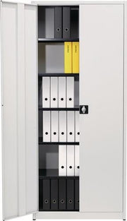 Flügeltürenschrank H2200xB950xT500mm lichtgrau/ultramarinblau 5 BD MAUSER