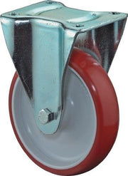 Bockrolle D.125mm Trgf.150kg Guß-PU Platte L104xB80mm BS ROLLEN