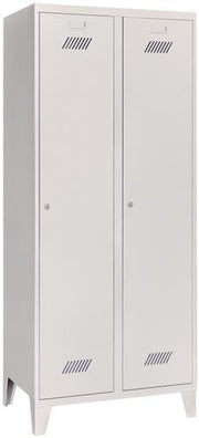 Garderobenschank m.Füßen u.Zyl.H1850xB800xT500mm lichtgrau/lichtgrau 2 Abt.PAVOY