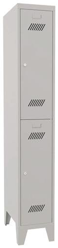 Garderobenschrank m.Zylinder H1850xB300xT500mm lichtgrau/lichtgrau 2 Abt. PAVOY