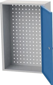 Hängeschrank H750xB500xT200mm Vollblechtüren Stahlblech lichtgrau/signalblau