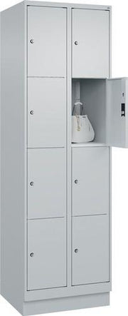 Fächerschrank Classic PLUS H1950xB600xT500mm m.Sockel Anz.Fächer 2x4 lichtgrau
