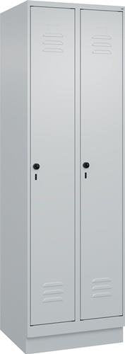 Garderobenschrank m.Sockel H1950xB600xT500mm lichtgrau 2 Abteile C+P