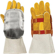 Cowhide split leather hand protection with fiberglass