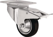 Lenkrolle D.100mm Trgf.75kg m.Feststeller Vollgummi 105x80mm TECWERK