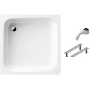 ColonsBasic Duschwannen-Paket, Stahl 80 x 80 x 6,5 cm, mit Fuß