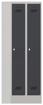 Garderobenschank m.Drehriegel H1850xB600xT500mm lichtgrau/grau 2 Abt.PAVOY
