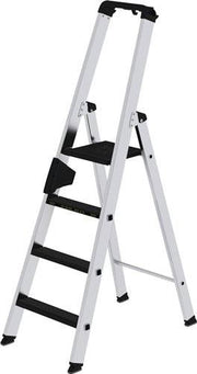 Stufenstehleiter 4 Stufen Alu.Gesamt-H.1580mm m.clip-step R13-Auflage MUNK
