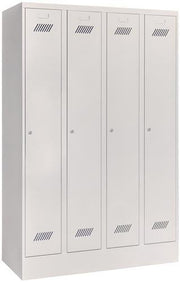 Wardrobe cabinet with cylinder lock H1850xW1200xD500mm light grey/light grey 4 compartments PAVOY