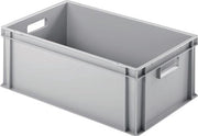 Transport stacking container L600xW400xH220mm without lid light gray PP handholds UNISTA