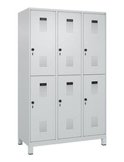 Garderobenschrank Evolo PLUS Füße 1200mm lichtgrau/lichtgrau 6 Abteile C+P
