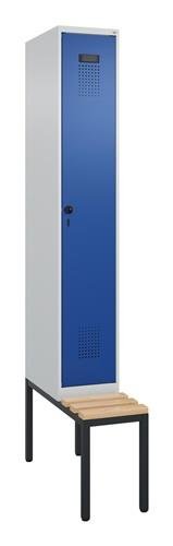 Garderobenschrank Evolo PLUS Gestell 300mm lichtgrau/enzianblau 1 Abt.C+P