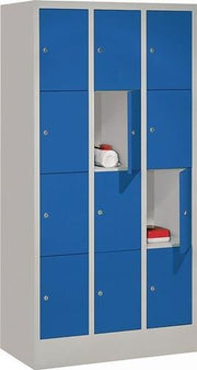 Locker cabinet H1518xW900xD500mm Number of compartments 12 RAL 7035 RAL 5010 PAVOY