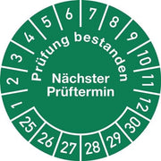 Mehrjahresprüfplakette Ø 30 mm Prüfung bestanden 25-30 Folie