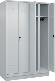 Garderobenschrank m.Sockel H1950xB1200xT500mm lichtgrau 4 Abteile C+P