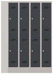 Garderobenschrank H1850xB1200xT500mm lichtgrau/anthrazitgrau 8 Abt. PAVOY