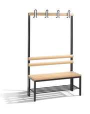 C+P Garderobenbank 1-seitig H1650B1000T400 mm Schwarzgr Schuhrost