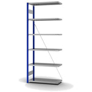 Steckregal H2500xB1000xT400mm Anbauregal 6 Stahlböden enzianblau/verz.