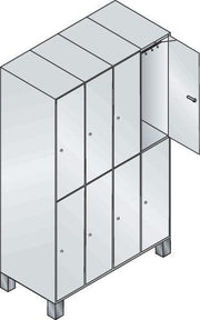 Garderobenschrank m.Füßen H1980xB1200xT525mm lichtgrau/ lichtgrau 4x2 Abt.C+P