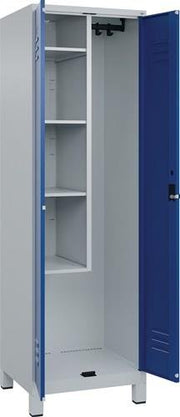 Putzmittelschrank Classic PLUS H1950xB600xT500mm m.Füßen lichtgrau/enzianblauC+P