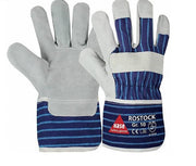 Rindspaltleder-Handschuh ROSTOCK natur/blau Gr. 10 HASE