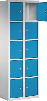 Fächerschrank H1800xB600xT500mm m.Sockel Anz.Fächer 10 lichtgrau/lichtblau