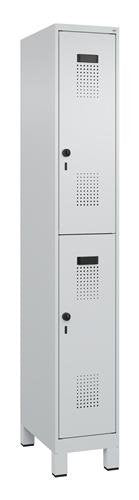 Garderobenschrank Evolo PLUS Füße 300mm lichtgrau/lichtgrau 2 Abteile C+P