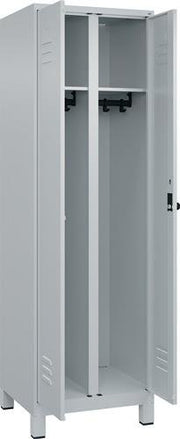 Garderobenschrank m.Füßen H1950xB600xT500mm lichtgrau 2 Abteile C+P