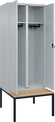 Garderobenschrank m.untergebauter Sitzbank H2120xB800xT815mm lichtgrau 2 Abt.C+P
