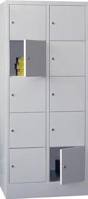Schließfachschrank H1850xB800xT500mm Anz.Fächer 10 RAL 7035 RAL 7035 PAVOY