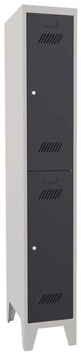 Garderobenschrank m.Zylinder H1850xB300xT500mm lichtgr/anthrazitgrau 2Abt. PAVOY