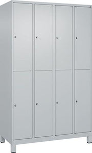 Garderobenschrank m.Füßen H1950xB1200xT500mm lichtgrau 4x2 Abteile C+P
