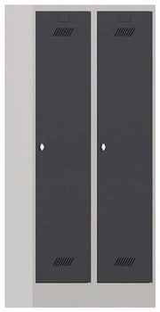 Garderobenschank m.Drehriegel H1850xB800xT500mm lichtgrau/grau 2 Abt.PAVOY