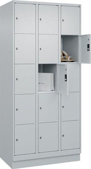 Fächerschrank Classic PLUS H1950xB900xT500mm m.Sockel Anz.Fächer 3x5 lichtgrau