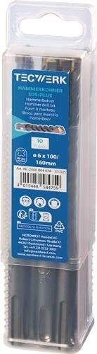Hammerbohrer Großpackung D.6,0mm Arbeits-L.100mm L.160mm SDS-plus 10 St.TECWERK